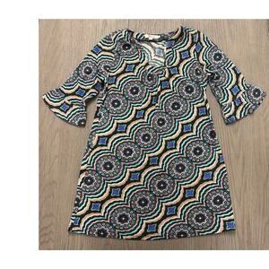 Aryeh by Anthropologie Multicolor Geometric Print Dress Stretch Knit Women’s XL